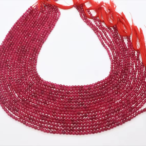 AAA <b>Ruby</b> Corundum Faceted Rondelle Beads 3 MM Pink <b>Ruby</b> Gemstone Rondelle Beads 13 Inch Strand Natural <b>Ruby</b> Corundum Beads - Product Image 1