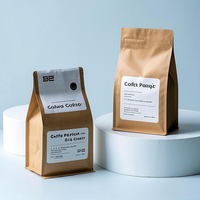 Sachet de café personnalisé à fond plat avec huit soudures latérales, valve unidirectionnelle et fermeture éclair en aluminium pour grains de café torréfiés