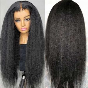 Perruques Kinky Straight Full Lace Closure Cuticle Aligned Lace Closure Kinky Straight Perruques d'extension de cheveux humains pour femmes noires - Product Image 4