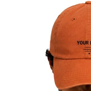 หมวกเบสบอลสีส้มไหม้พิมพ์โลโก้ตามสั่ง ปรับขนาดได้ ผ้าฝ้าย สไตล์ Dad Hat มินิมอล สตรีทแวร์ กีฬา ยูนิเซ็กซ์ รับผลิตแบบ OEM ODM ขายส่งจากโรงงาน - Product Image 3
