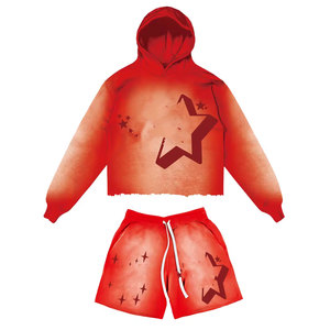 Survêtement 2-en-1 léger coupe ample en polyester/coton marron à capuche coupe-vent imprimé étoiles pour homme Econex Sports – Style streetwear - Product Image 5
