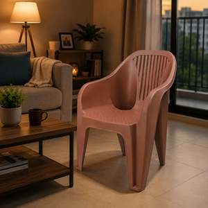 Silla de Comedor Moderna de Plástico para Sala de Estar con Respaldo en Forma de Flecha y Reposabrazos para Uso en Exteriores, Diseño Apilable, Estilo Contemporáneo - Product Image 5