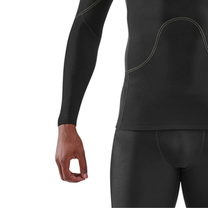 Custom Men's Black <b>Long</b> <b>Sleeve</b> <b>Compression</b> <b>Shirt</b> Crew Neck Contrast Panel Gym Training Top Fitted Athletic Sportswear Base Layer - Product Image 5