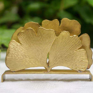 Porte-mouchoirs en laiton artisanal – Support de serviettes de table à motif de feuilles botaniques pour cuisine et salle à manger - Product Image 1