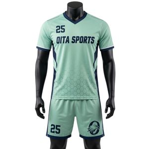 Ensemble d'uniformes de lacrosse unisexe vert menthe en polyester, maillot et short de sport légers, tenue d'équipe athlétique - Product Image 1