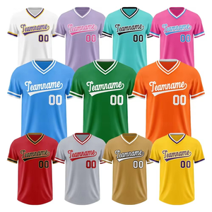 <b>Baseball</b> Jersey 100%Polyester Breathable V Neck Short Sleeve Sublimation Sports Shirt Lightweight Practice Club Team Jersey - Product Image 6