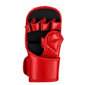 ถุงมือ MMA แบบกำหนดเอง หนัง PU ฝ่ามือเปิด สำหรับฝึกซ้อมต่อสู้ อุปกรณ์ศิลปะการต่อสู้ สีแดงสด - Product Image 3