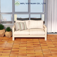 Dalles de terrasse en bois d'acacia à emboîtement 24 x 12 Longues planches Imperméables Revêtement de sol pour balcon pour application de jardin Dalles carrées lisses