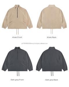 Personalizado de alta calidad a granel hombres Streetwear media cremallera de lana polar llano gota hombro hombres pulóver chaqueta y sudaderas con capucha - Product Image 3