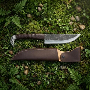 Cuchillo de Caza Hecho a Mano de Acero al Carbono de Grado Industrial y Funda de Cuero para Acampar al Aire Libre - Product Image 6