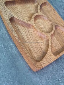 Bandejas de madera hechas a mano duraderas decorativas fruta ensalada pan vegetal plato de comida lavavajillas microondas seguro comercial - Product Image 4