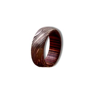 Handmade Damascus Steel <b>Ring</b> <b>Men</b> Stainless Steel Blade <b>Titanium</b> Wood Inlay Industrial Application Gift Him Knives Manufacturer - Product Image 1