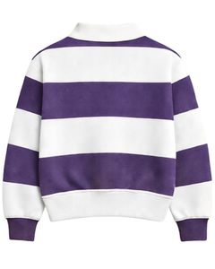 Sudadera con Cierre de Cremallera y Rayas Blancas y Moradas para Hombre, Cuello Camisero, Felpa, Informal, Invierno, Fabricante OEM Personalizado - Product Image 2