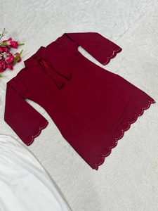Women's Purple <b>Silk</b> Kurta With White <b>Palazzo</b> <b>Pants</b> Loose Fit Casual Wear Indian Pakistani Style All Seasons - Product Image 4