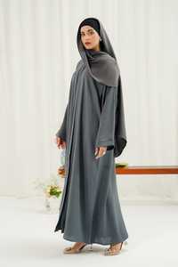 Abaya Musulmana Modesta Personalizada con Bordado para Mujer, Color Sólido, Elegante, Ligera, Transpirable, Talla Única, con Pañuelo para la Cabeza - Product Image 2