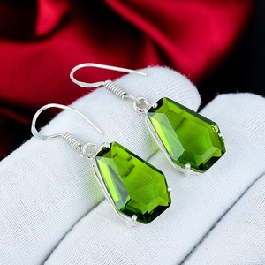 Green Peridot Gemstone <b>Earrings</b> <b>Solid</b> 925 Sterling <b>Silver</b> Handmade Bohemian <b>Earrings</b> Halloween Party Jewelry Birthday Gifts - Product Image 3