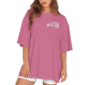 T-shirt ample et oversize pour femme, couleur unie, épaules tombantes, qualité supérieure, fabrication usine 2026, vente chaude - Product Image 4