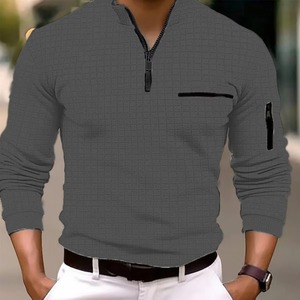 Chemises de golf à manches longues pour hommes, tricotées, à fermeture éclair, style décontracté, coupe régulière, polyester/coton, technologie OPTI-Dri, protection solaire - Product Image 6
