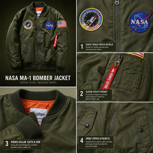 Custom Men's MA-1 Flight Bomber <b>Jacket</b> Space Mission Patches Green Windproof Tactical <b>Pilot</b> <b>Jacket</b> Streetwear Coat - Product Image 6