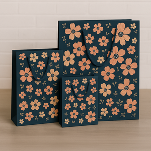 Bolsas de Regalo de Papel Kraft de Lujo Impresas Personalizadas con Asas, Diseño Floral, Embalaje Ecológico Reciclable para Boutiques - Product Image 2