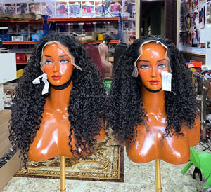 วิกผมแท้แบบขายส่ง วิกผมดิบแบบติดลูกไม้ด้านหน้า วิกแบบไม่ต้องใช้กาว ผมยาว ความหนาแน่น 250% ผมหยิก สีและเนื้อผมปรับแต่งได้ - Product Image 1