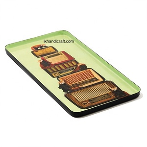 New Arrival Modern Checkered Fruit Aluminium Enamel Heat Resistant Multi-functional Serving <b>Decor</b> Tray for Wedding Ramadan - Product Image 5