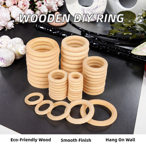 Innovative Natural Wooden Ring Solid <b>Wood</b> DIY Round <b>Craft</b> Pendant Circles Wall Hanging Decoration Polished Technique - Product Image 2