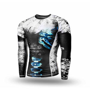 <b>Men's</b> Compression Rash Guard Eco-Friendly Polyester Training Top Gym Fitness Full Sleeve Sun Protection <b>Front</b> Logo Custom - Product Image 2