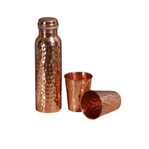 Premium 100% Pure Hammered Copper <b>Water</b> Bottle With 2 Tumbler <b>Glasses</b> Set Leak-Proof Jointless Drinkware For Ayurvedic Benefits - Product Image 5