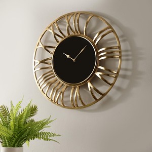 Horloge murale abstraite noire moderne, horloge décorative artistique minimaliste pour salle à manger, espace de vie - Product Image 3