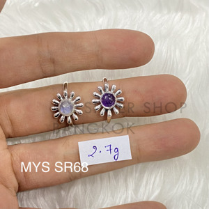 แหวนเงินแท้ 925 ดีไซน์เฉพาะ ทำมือ ประดับพลอยมูนสโตนและอเมทิสต์ สไตล์โบฮีเมียน ขายส่งโดยตรง - Product Image 2