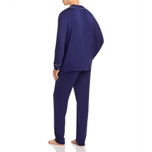 Best Quality Mulberry Silk Pajamas For Men Comfortable Soft Sleepwear Set Long Sleeve Top And Pants Breathable Nightwear - Product Image 6