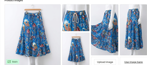 Boho Floral Print Layered Frill Midi <b>Skirt</b> for Women, <b>Elastic</b> Waistband Cotton Tiered Gadder <b>Skirt</b>, High Making Masterpiece - Product Image 6