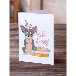 Blue <b>White</b> Chihuahua Easter Note Cards Pack of 8 Whimsical A7 Size 5x7 Blank Greeting Cards with <b>Envelopes</b> - Product Image 2