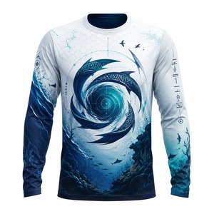 Camisa de Pesca Casual de Manga Larga para Hombre, Estampado de Marlin, Impresión Digital, UPF 50, Anti-UV, Secado Rápido, Poliéster, Ropa para Exteriores - Product Image 1