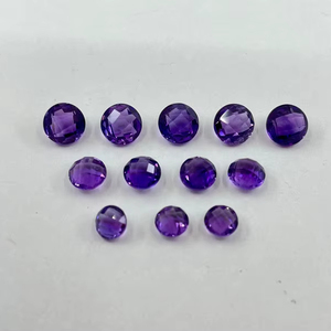 Lote de 10 Piezas de Gemas Sueltas de Amatista Africana, Forma Redonda de Tablero de Ajedrez, Facetadas por Ambos Lados, 6mm 7mm 8mm, para Joyería - Product Image 1
