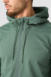 Sudadera con Capucha y Cierre para Hombre, Ecológica, Color Verde Salvia Oscuro, Corte Regular, Tejido Jersey de 300g, Chaqueta de Invierno - Product Image 4