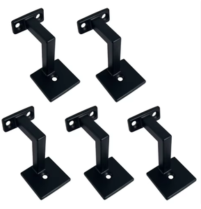 Modern <b>Black</b> Metal Handrail <b>Bracket</b> Heavy Duty Staircase Wall Mount Support Square Tube Railing Holder - Product Image 4