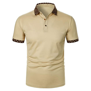 Polo de manga corta azul marino para hombre, de color sólido, tejido, corte casual, con cuello y puños estampados. - Product Image 2