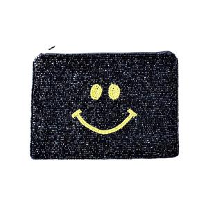 Bolso de mano artesanal con cuentas para el día del partido, forma rectangular, letras naranjas sobre textil azul marino, tipo clutch. - Product Image 6