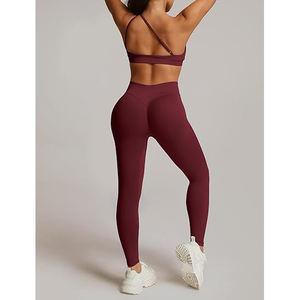 Ensemble de yoga pour femme, combinaison unitard, style combinaison-pantalon, deux en un, coordonné, en nylon et élasthanne, sans couture - Product Image 2