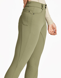 Culotte d'équitation taille haute pour femme, gris, coupe ajustée avec fermeture boutonnée et poches standard - Product Image 5