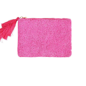 Pochette à monnaie en perles de rocaille cerise - Pochette zippée brodée à la main personnalisable pour usage quotidien/fêtes et cadeaux promotionnels - Product Image 5