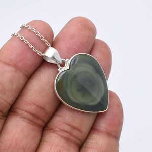 Heart Jasper Pendant Handmade 925 Sterling Silver Natural Gemstone Necklace Jewelry Gift For Women Elegant Charm - Product Image 5