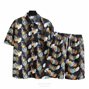 Ensemble chemise hawaïenne orange personnalisée Glory Zone avec imprimé de personnage, tenue décontractée d'été, tissu satiné en polyester respirant pour hommes - Product Image 3