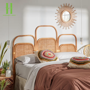 Eco-Friendly Luxurious Rattan Wall <b>Bed</b> Bedroom Furniture Natural Bedhead Customizable Size Flower Shaped Headboard Assembled - Product Image 1