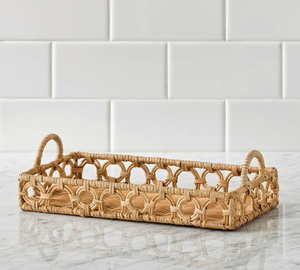 Natural Rattan Bathroom Accessory Set, Handwoven Wicker Tissue <b>Box</b>, Soap Dispenser and Tray for Hotel & Spa Decor - Product Image 3