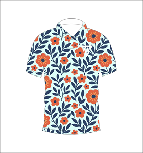 Camiseta Polo Personalizada con Estampado de Hojas Florales Naranjas, Manga Corta, Informal, Transpirable, Unisex, para Verano - Product Image 1