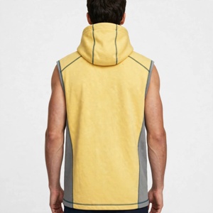 Amkoor Men's Custom Color Sleeveless <b>Hooded</b> <b>Fleece</b> Vest Pocket Regular Fit Breathable Casual Autumn Wear - Product Image 2