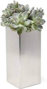 Modern Silver <b>Square</b> Vase Planter Decorative Flower <b>Pot</b> Elegant Desktop <b>Plant</b> Holder Contemporary Tabletop Centerpiece Luxury - Product Image 4